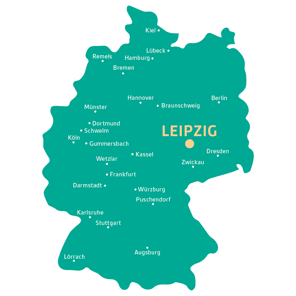 Deutschlandkarte mit Veranstaltungsorten der LK22-Impulstour